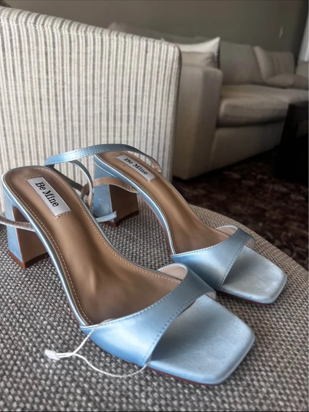 ASOS Light Blue Satin Block Heel Sandals